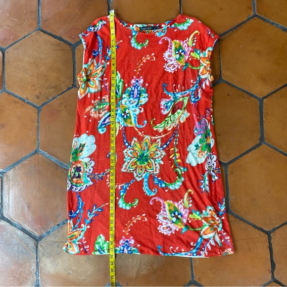 Lauren Ralph Lauren Linen Floral Dress Size XL Beachy Tropical Bloomcore Resort - Picture 5 of 6